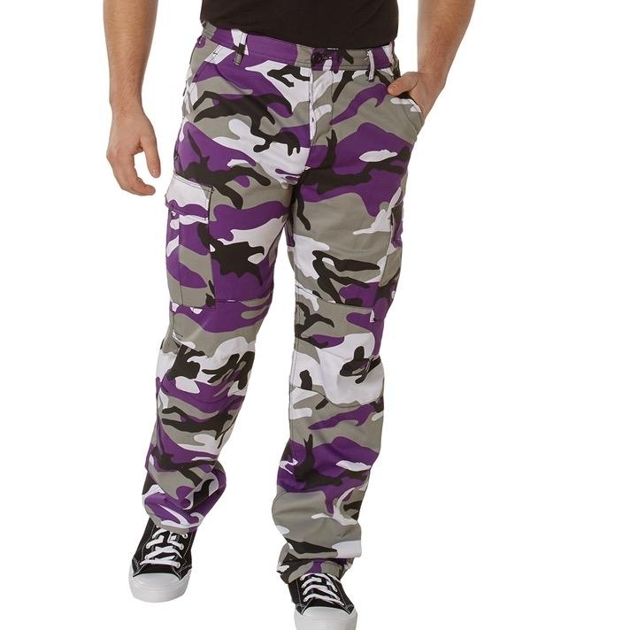 Rothco Color Camo Tactical BDU Pants - Ultra Violet Camo Pants, Unisex Cargo Camouflage BDU Pants, Menswear Camo Pants, Women’s Casual Color Camo Pants