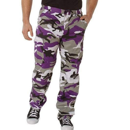 Rothco Color Camo Tactical BDU Pants - Ultra Violet Camo Pants, Unisex Cargo Camouflage BDU Pants, Menswear Camo Pants, Women’s Casual Color Camo Pants