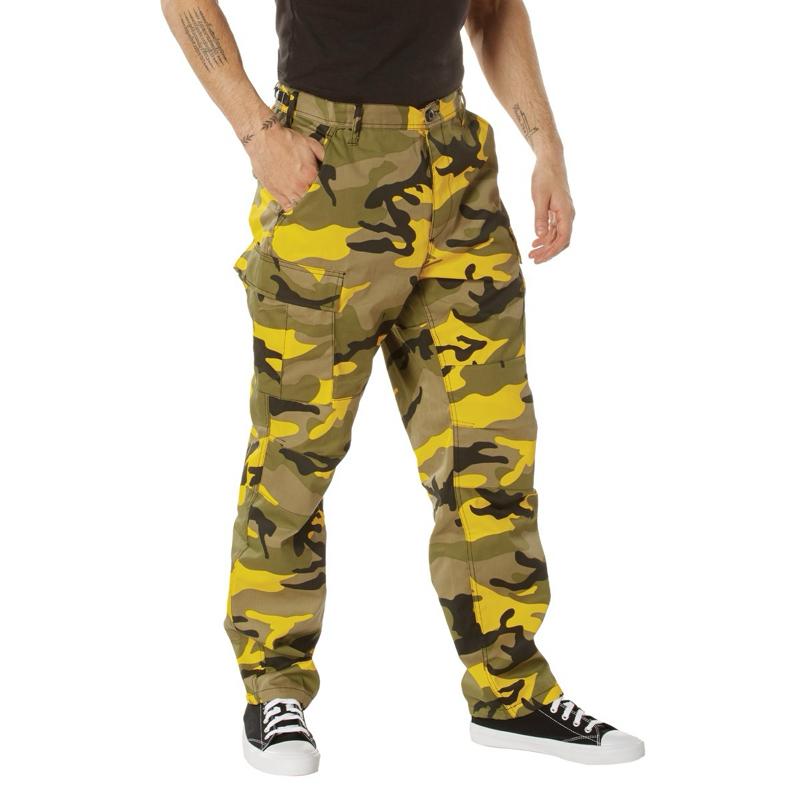 Rothco Color Camo Tactical BDU Pants - Stinger Yellow Camo Pants, Unisex Cargo Camouflage BDU Pants, Menswear Camo Pants, Women’s Casual Color Camo Pants