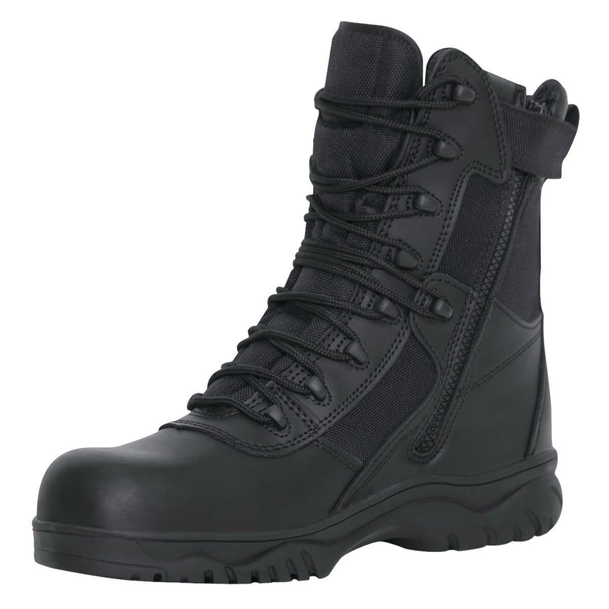 Rothco Forced Entry Tactical Boots with Side Zipper 8 Inch Black Boot Comfort Lace Fashion Closed Leather Footwear Boots