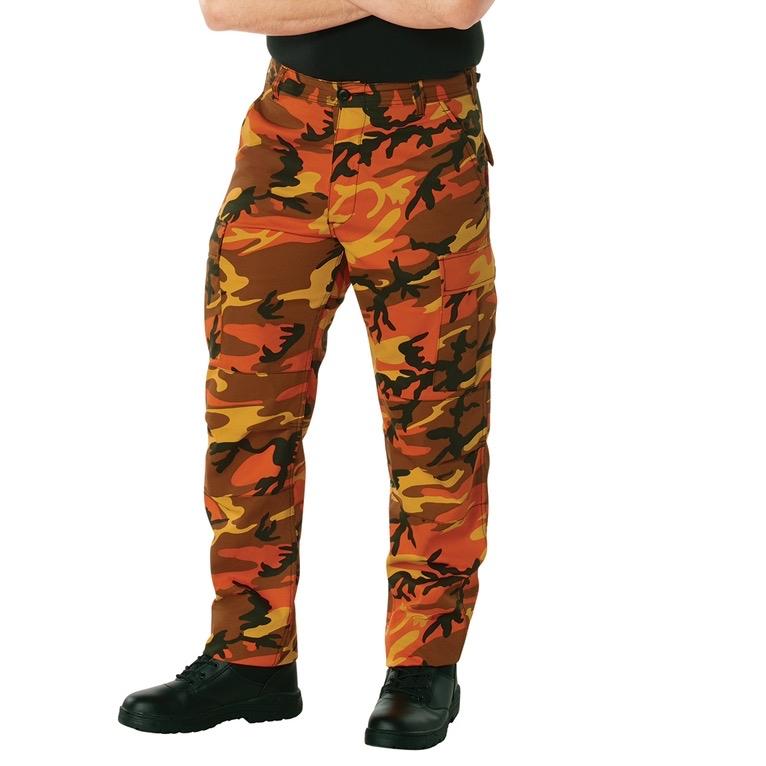 Rothco Color Camo Tactical BDU Pants - Savage Orange Camo Pants, Unisex Cargo Camouflage BDU Pants, Menswear Camo Pants, Women’s Casual Color Camo Pants