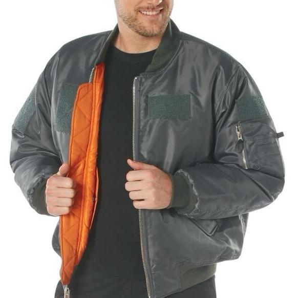 Rothco Men’s MA-1 Flight Jacket with Patches Gunmetal Grey - Menswear Casual Jackets, Women’s Unisex Bomber Coat
