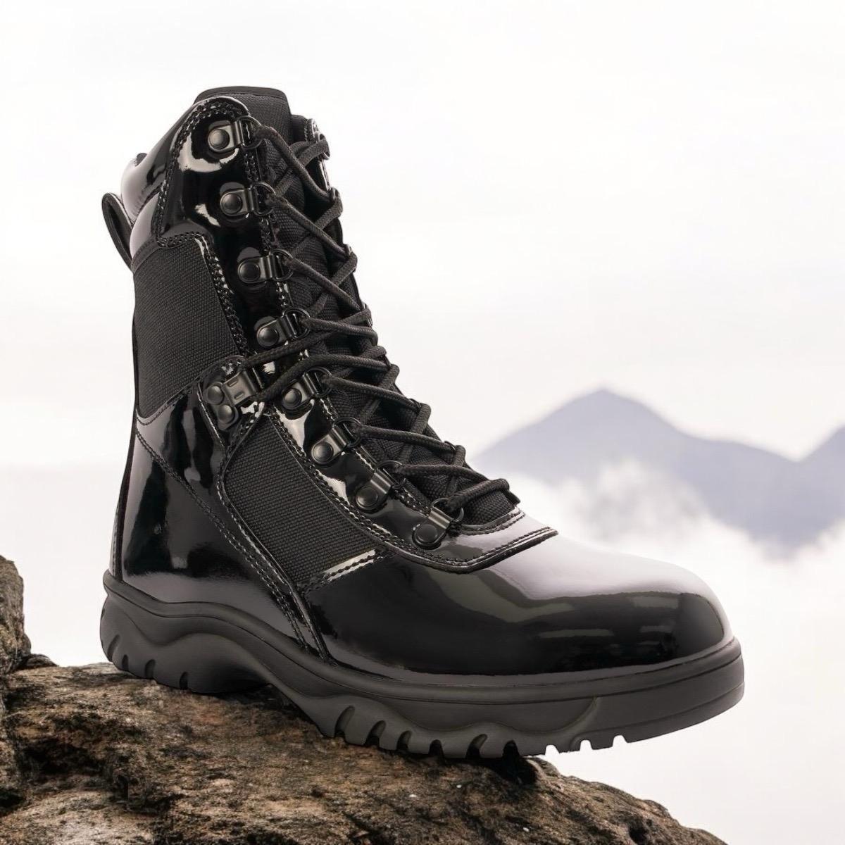 Rothco Men's Forced Entry High-Gloss Tactical Boots with Side Zipper - 8 Inch Comfort Boot Closed Tactical Boots Walking Shoes Fashion Workwear