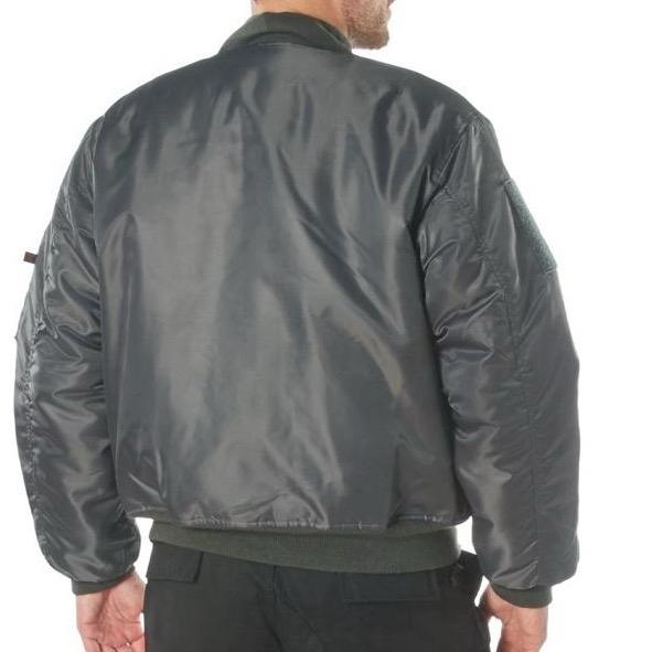 Rothco Men’s MA-1 Flight Jacket with Patches Gunmetal Grey - Menswear Casual Jackets, Women’s Unisex Bomber Coat