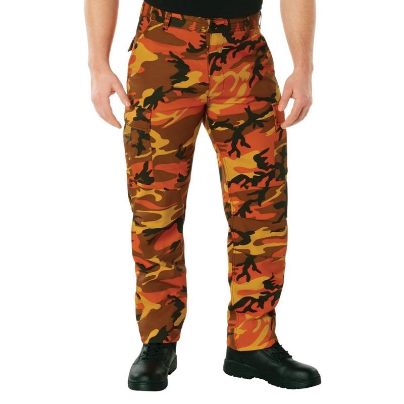 Rothco Color Camo Tactical BDU Pants - Savage Orange Camo Pants, Unisex Cargo Camouflage BDU Pants, Menswear Camo Pants, Women’s Casual Color Camo Pants