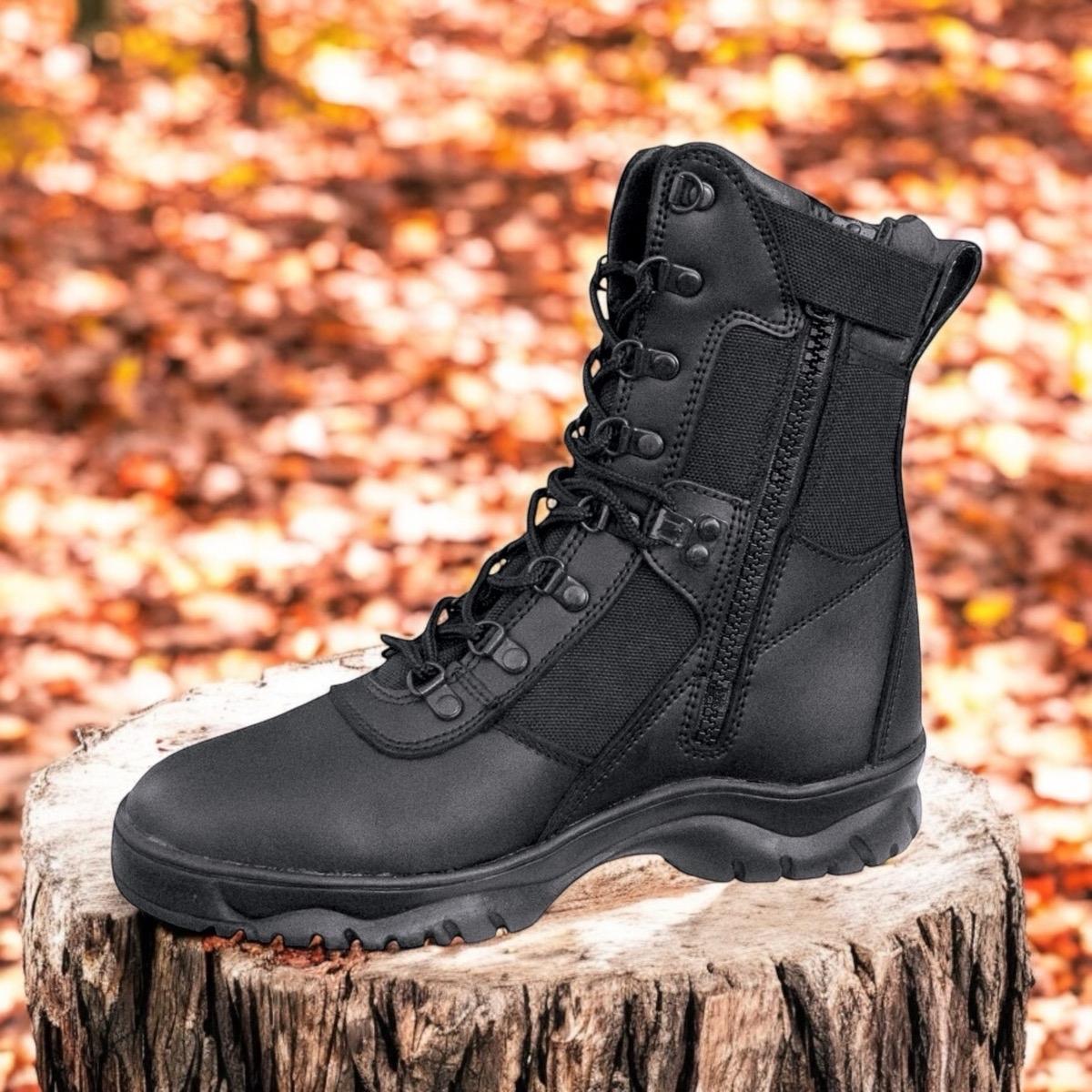Rothco Forced Entry Tactical Boots with Side Zipper 8 Inch Black Boot Comfort Lace Fashion Closed Leather Footwear Boots