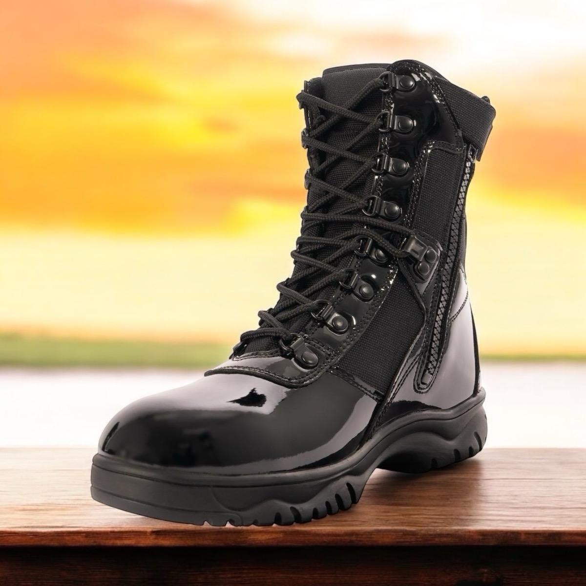 Rothco Men's Forced Entry High-Gloss Tactical Boots with Side Zipper - 8 Inch Comfort Boot Closed Tactical Boots Walking Shoes Fashion Workwear