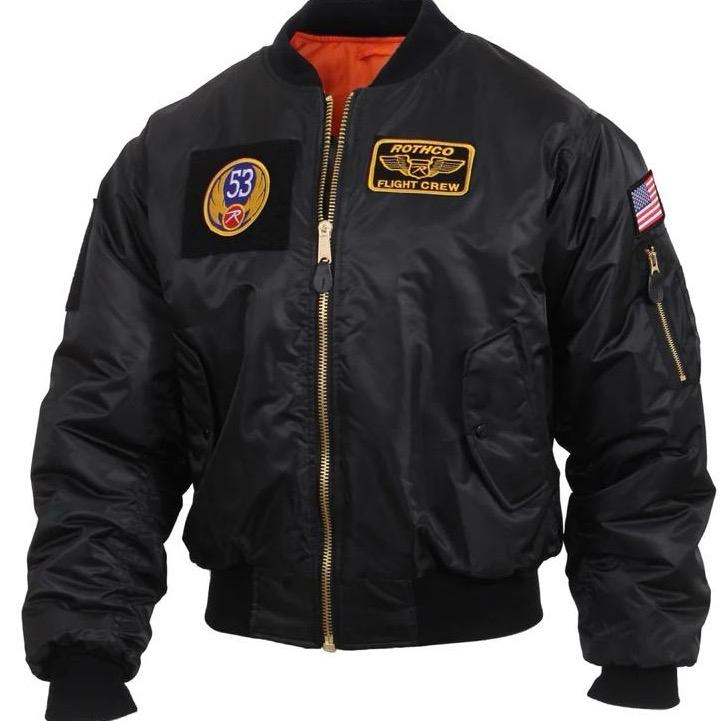 Rothco Men’s MA-1 Flight Jacket with Patches Gunmetal Grey - Menswear Casual Jackets, Women’s Unisex Bomber Coat