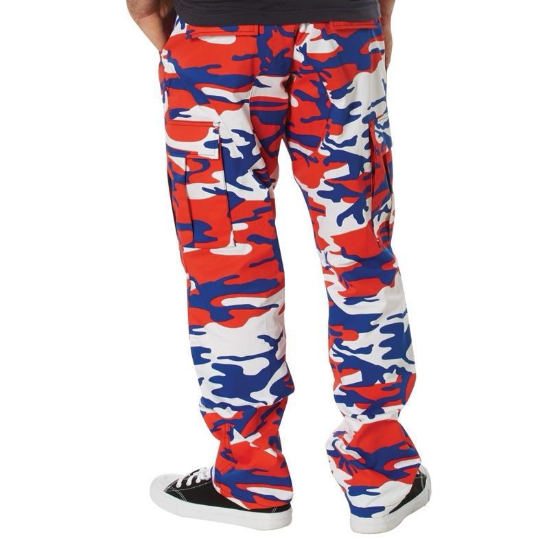 Rothco Color Camo Tactical BDU Pants - Red/White/Blue Camo Pants, Unisex Cargo Camouflage BDU Pants, Menswear Camo Pants, Women’s Casual Color Camo Pants