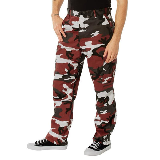 Rothco Color Camo Tactical BDU Pants Red Camo, Menswear Cargo Camouflage BDU Pants Unisex Camo BDU Cargo Pants