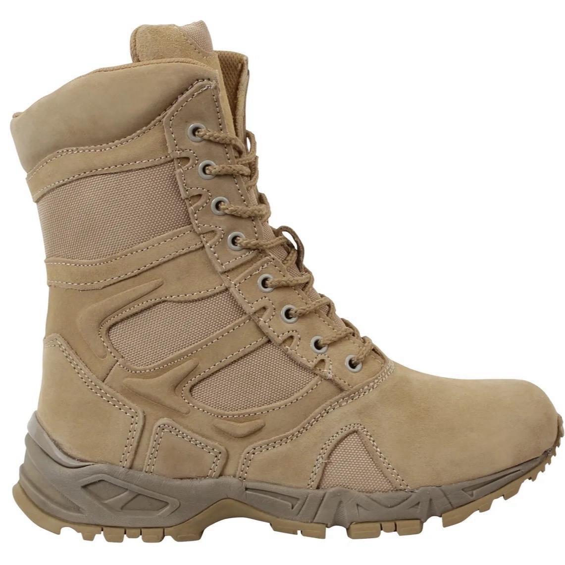 Rothco Forced Entry Deployment Boots with Side Zipper Boot - 8 Inch, Tan, or Coyote Brown, Adult Casual Boots, Workwear