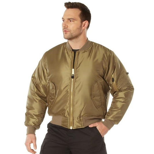 Rothco MA-1 Flight Jacket Coyote Brown - Nylon Water-Repellent Outer Shell, 100% Nylon, 5 Pockets, Reversible Orange Polyester Lining, Available in Multiple Colors, Sizes Up to 10XL, Men's Jackets