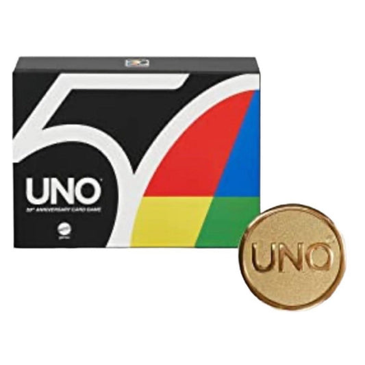 UNO Premium 50th Anniversary Edition Matching Card Game with Commemorative Coin