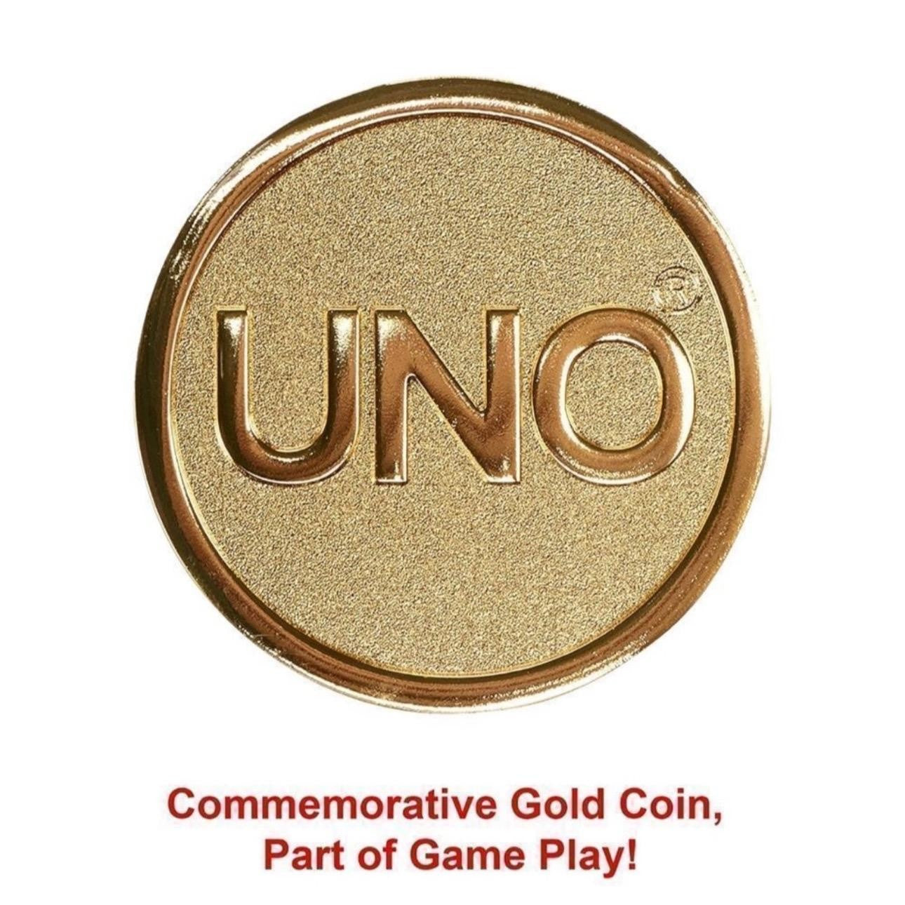 UNO Premium 50th Anniversary Edition Matching Card Game with Commemorative Coin