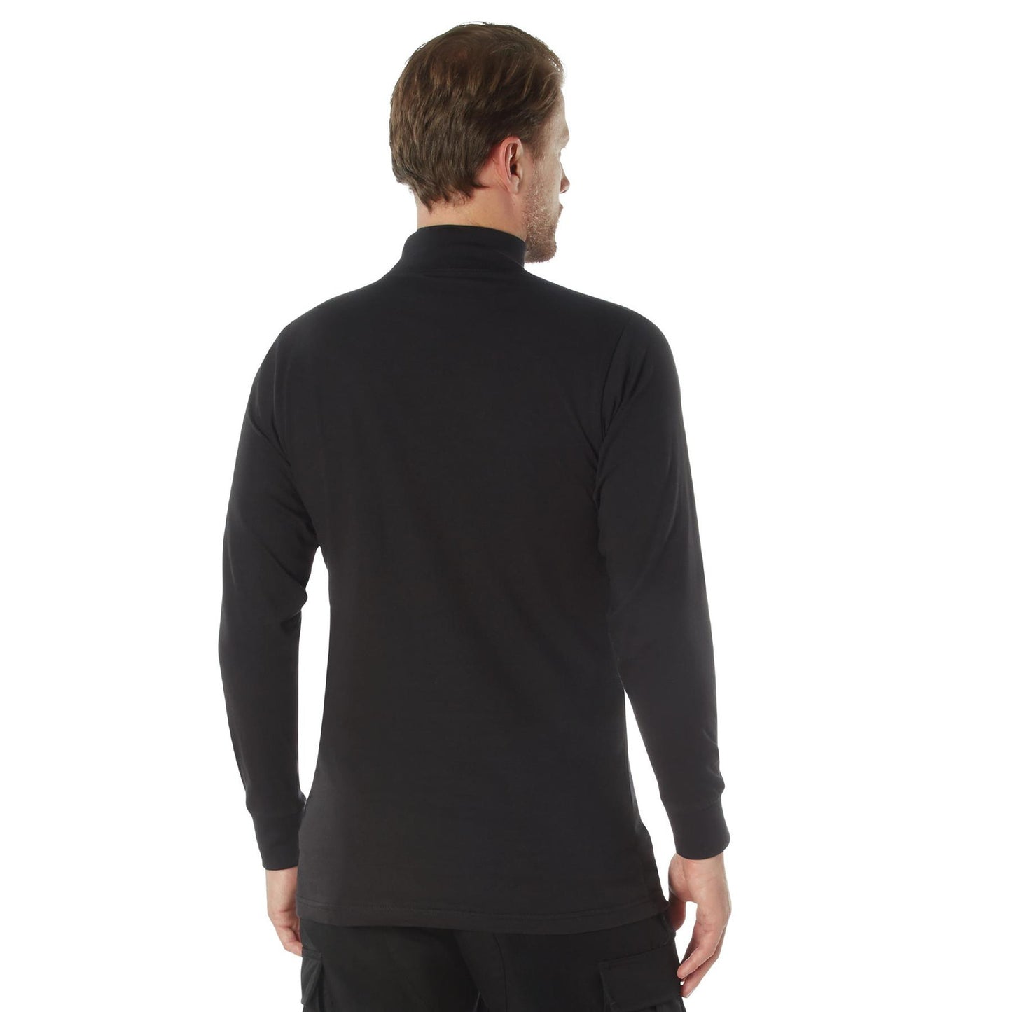 ROTHCO Men's Security Mock Turtleneck - Black Cotton Lycra Regular Sleeve Top -