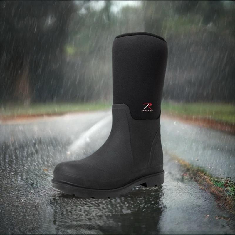 Rothco Waterproof Rubber Boots 14.5 Inch - Black Footwear Boot