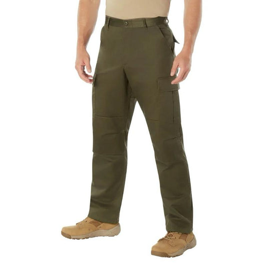 Rothco Tactical BDU Cargo Pants - Unisex Cotton/Polyester Blend, 6 Pockets, Drawstring Ankle Ties, Fitted Design, 32.5 Inch Inseam - Fabric Plain Utility Straight BDU Cargo Pants