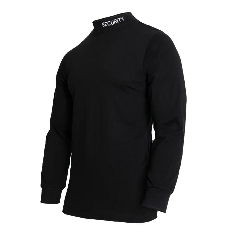 ROTHCO Men's Security Mock Turtleneck - Black Cotton Lycra Regular Sleeve Top -