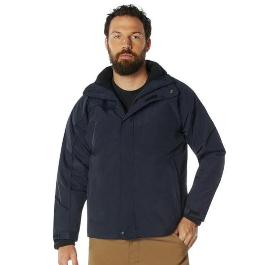 Rothco All Weather 3-In-1 Jacket Midnight Navy Blue - Waterproof Outer Shell & Removable Fleece Liner, Breathable Design, Multiple Pockets, Black, Navy Blue - Fabric, Mesh, Menswear, Casual Coats