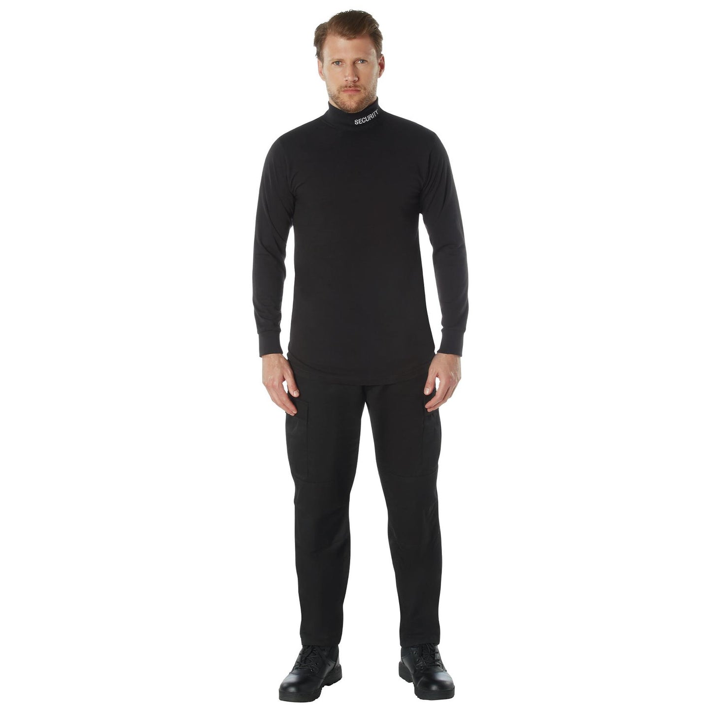 ROTHCO Men's Security Mock Turtleneck - Black Cotton Lycra Regular Sleeve Top -