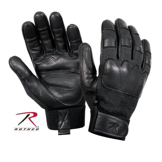 ROTHCO Leather Knuckle Tactical Gloves with Multi-Layer Goatskin Palm - Black