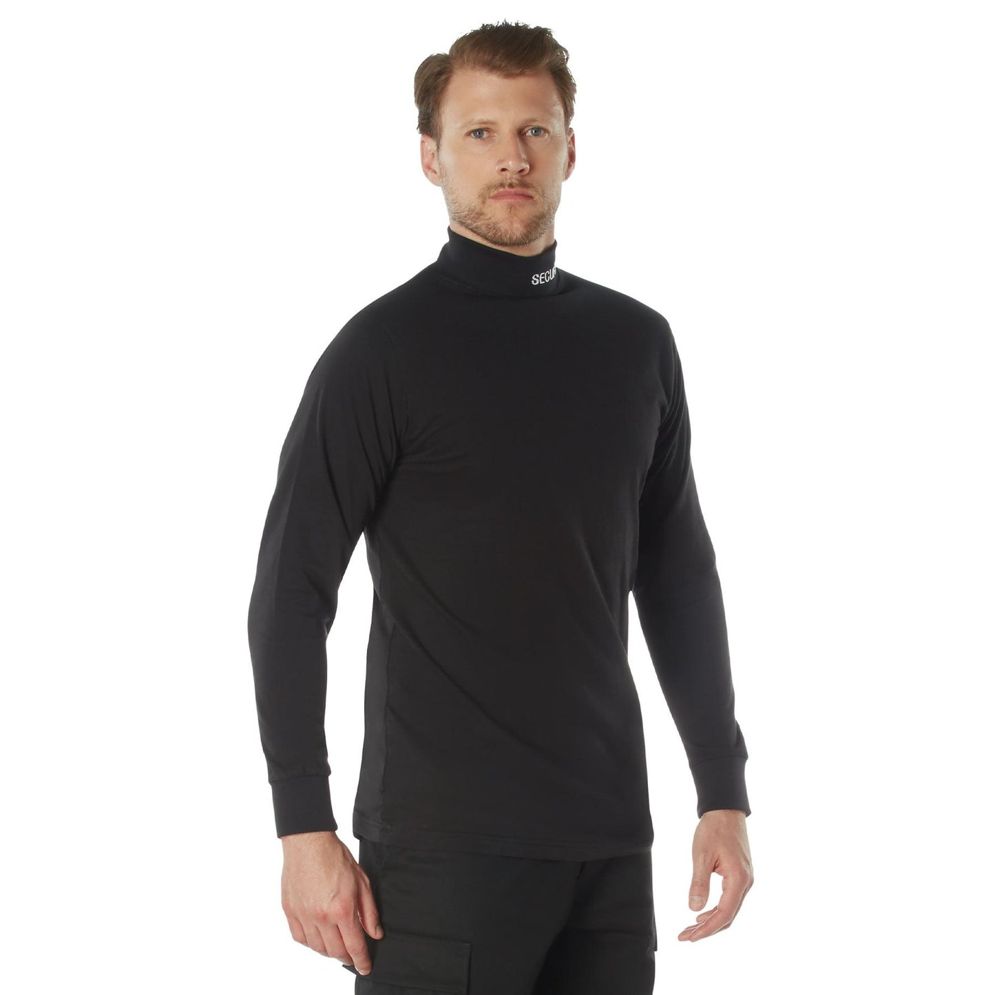 ROTHCO Men's Security Mock Turtleneck - Black Cotton Lycra Regular Sleeve Top -