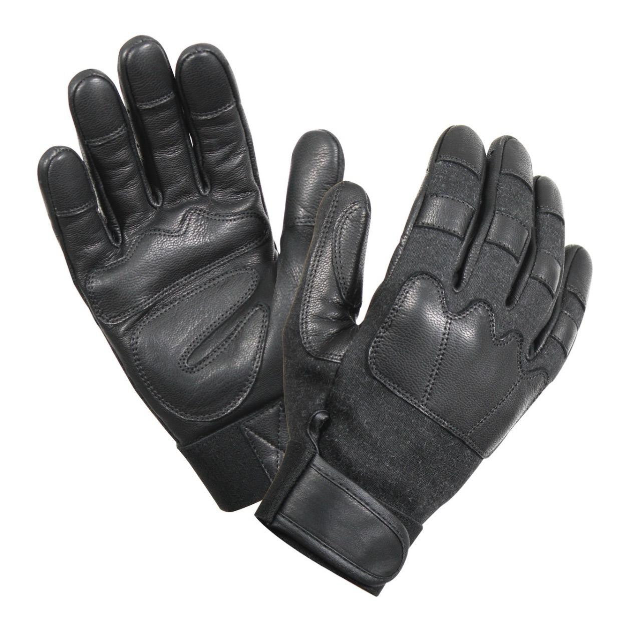 ROTHCO Leather Knuckle Tactical Gloves with Multi-Layer Goatskin Palm - Black