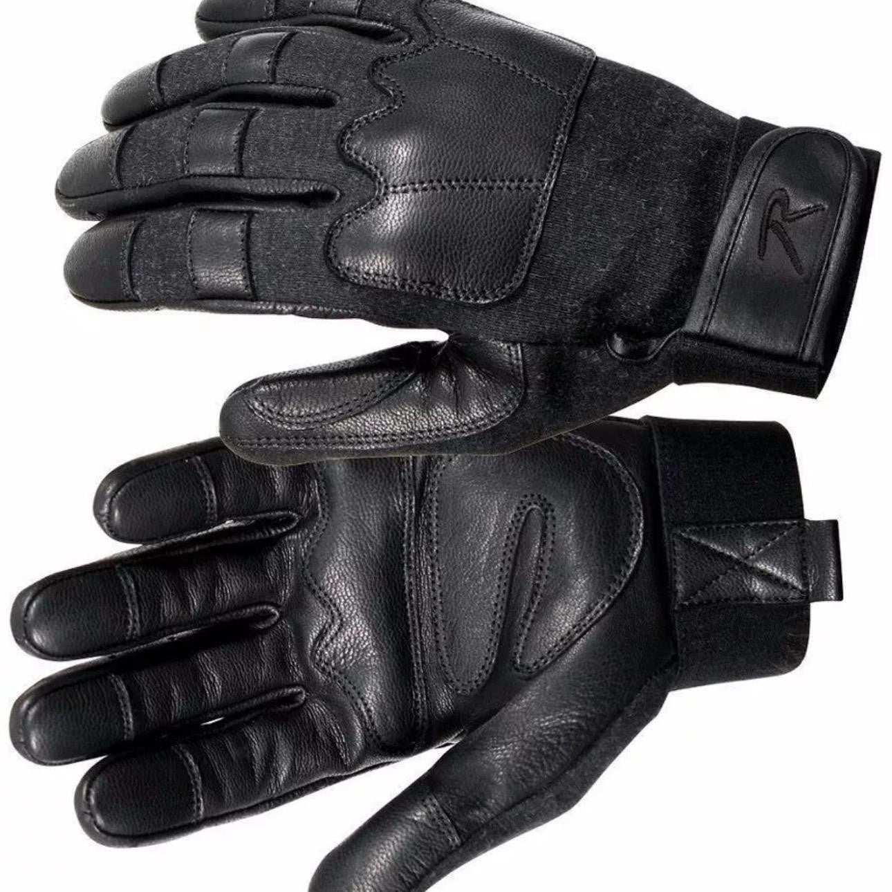 ROTHCO Leather Knuckle Tactical Gloves with Multi-Layer Goatskin Palm - Black