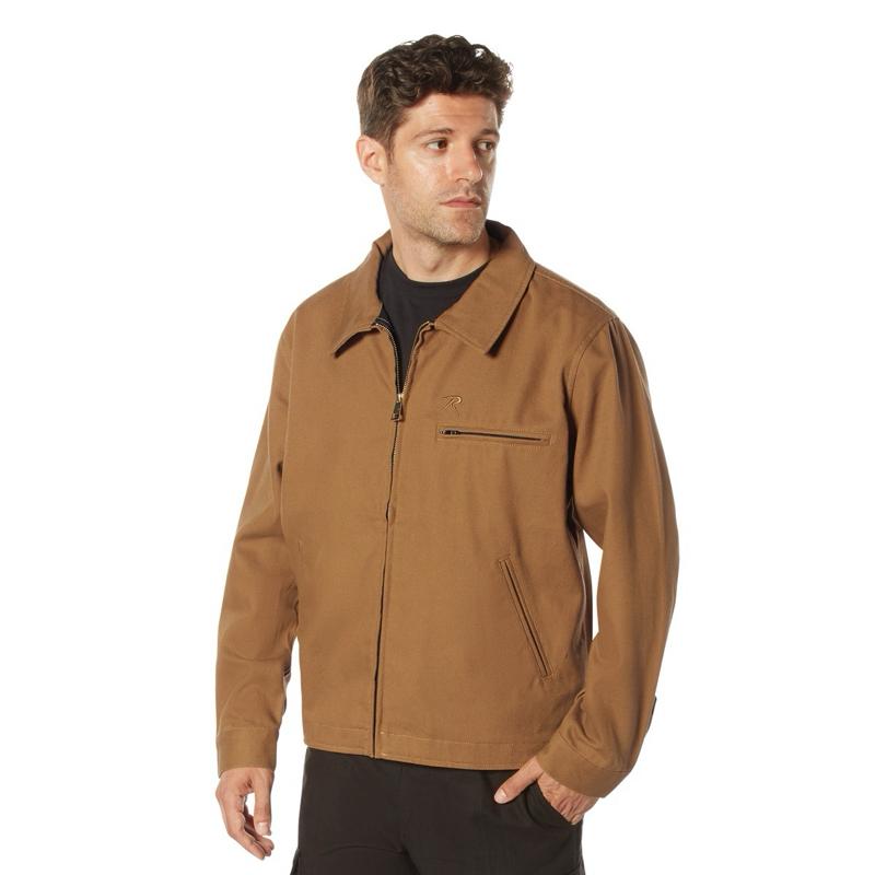Rothco Lightweight Canvas Work Jacket - Black, Work Brown, Menswear Casual Outdoor Long Sleeve Flannel Coat, Men’s Work Coat