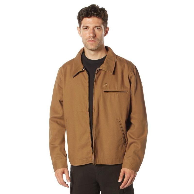 Rothco Lightweight Canvas Work Jacket - Black, Work Brown, Casual Long Sleeve Flannel Coat, Men’s Work Coat