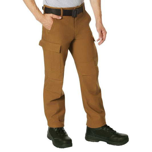 Rothco Active Flex Fleece Lined Canvas Work Pants Work Brown - Casual Straight Outdoor Cargo Menswear Trousers