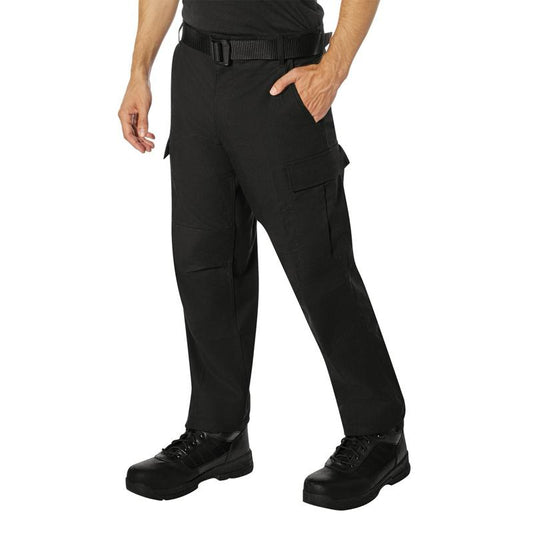 Rothco Active Flex Fleece Lined Canvas Work Pants Black - Casual Outdoor Cargo Menswear Pant