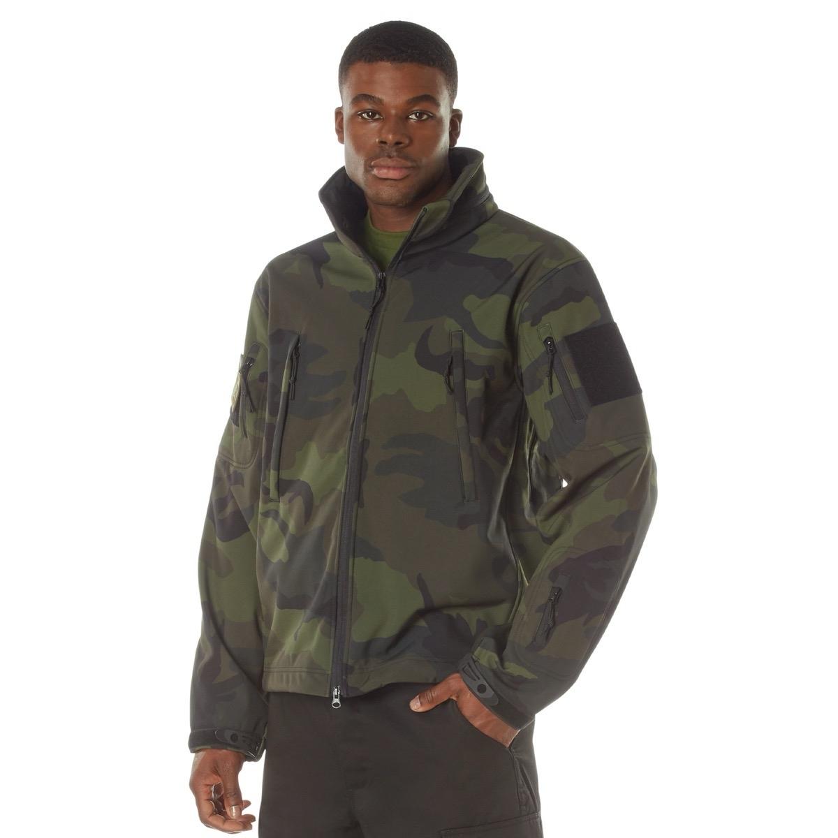 ROTHCO Men's Midnight Camo Special Ops Soft Shell Jacket - Water Resistant - Camouflage Operator Long Sleeve - Longsleeves, Underwear