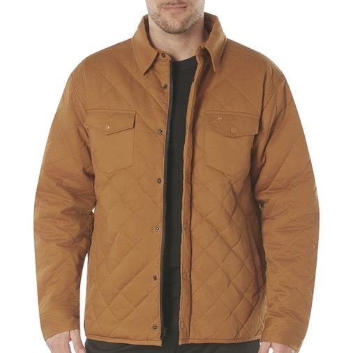 Rothco Men’s Diamond Quilted Cotton Jacket Work Brown - Long Sleeve Menswear Jacket