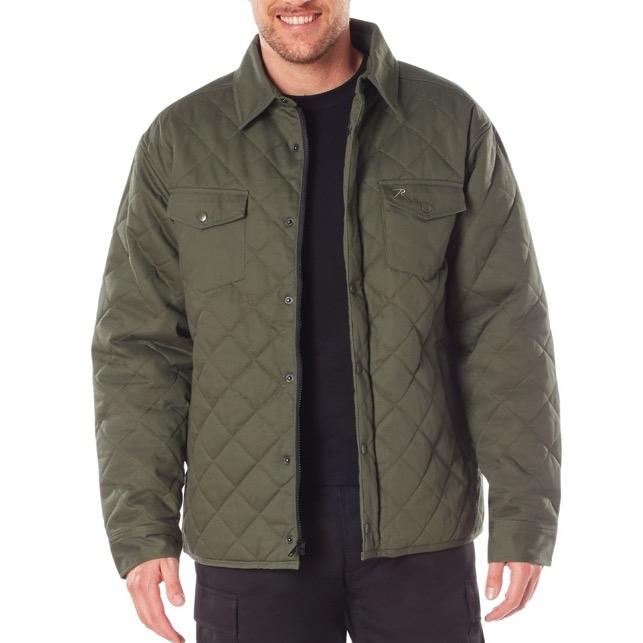 Rothco Men’s Diamond Quilted Cotton Jacket Work Brown - Long Sleeve Menswear Jacket