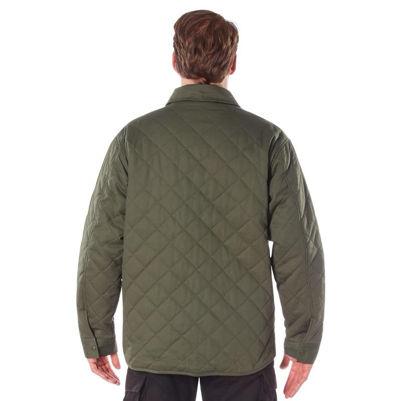 Rothco Men’s Diamond Quilted Cotton Jacket Olive Drab - Long Sleeve Menswear Jacket