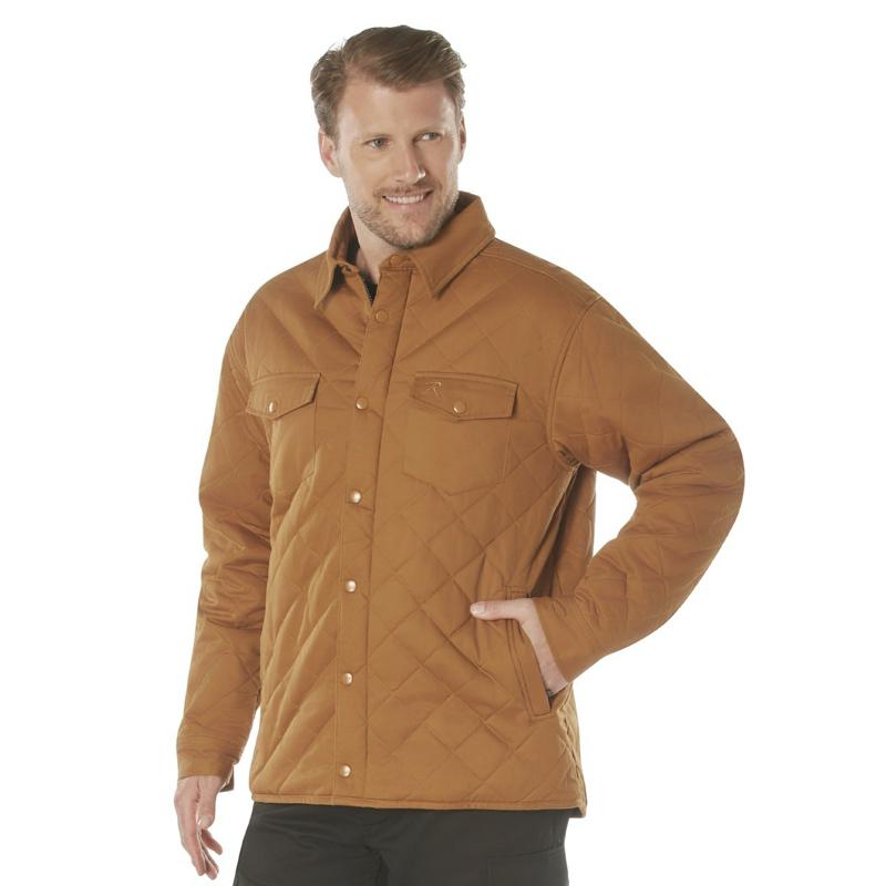 Rothco Men’s Diamond Quilted Cotton Jacket Black - Long Sleeve Menswear Jacket