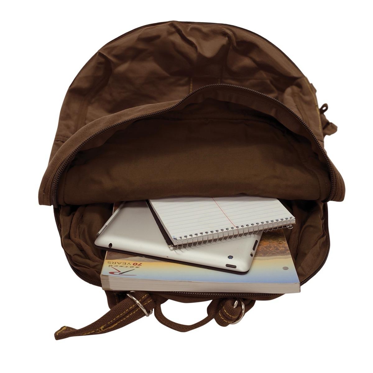 Rothco Vintage Canvas Flight Bag - Hiking, Camping Backpack, Brown, Black, Olive Drab