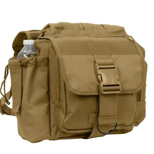 Rothco XL Advanced Tactical Shoulder Bag - Durable Denier Polyester, MOLLE Compatible, 2 Pockets, Adjustable Padded Shoulder Strap, Black, or Coyote Brown