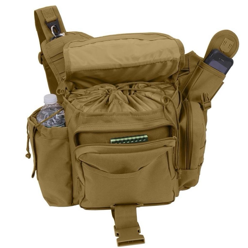 Rothco XL Advanced Tactical Shoulder Bag - Durable Denier Polyester, MOLLE Compatible, 2 Pockets, Adjustable Padded Shoulder Strap, Black, or Coyote Brown