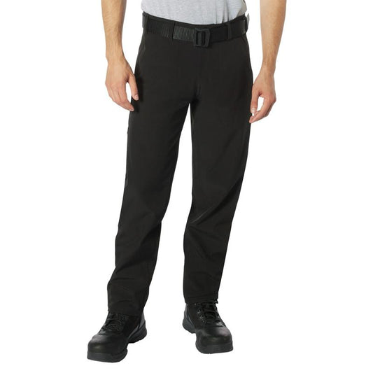 Rothco Active Flex Soft Shell Pant Black - Outdoor Utility Pants, 30 or 32 Inches inseam, 90% Polyester, 10% Spandex, 4 Pockets, Elastic Fit, Machine Washable Trouser