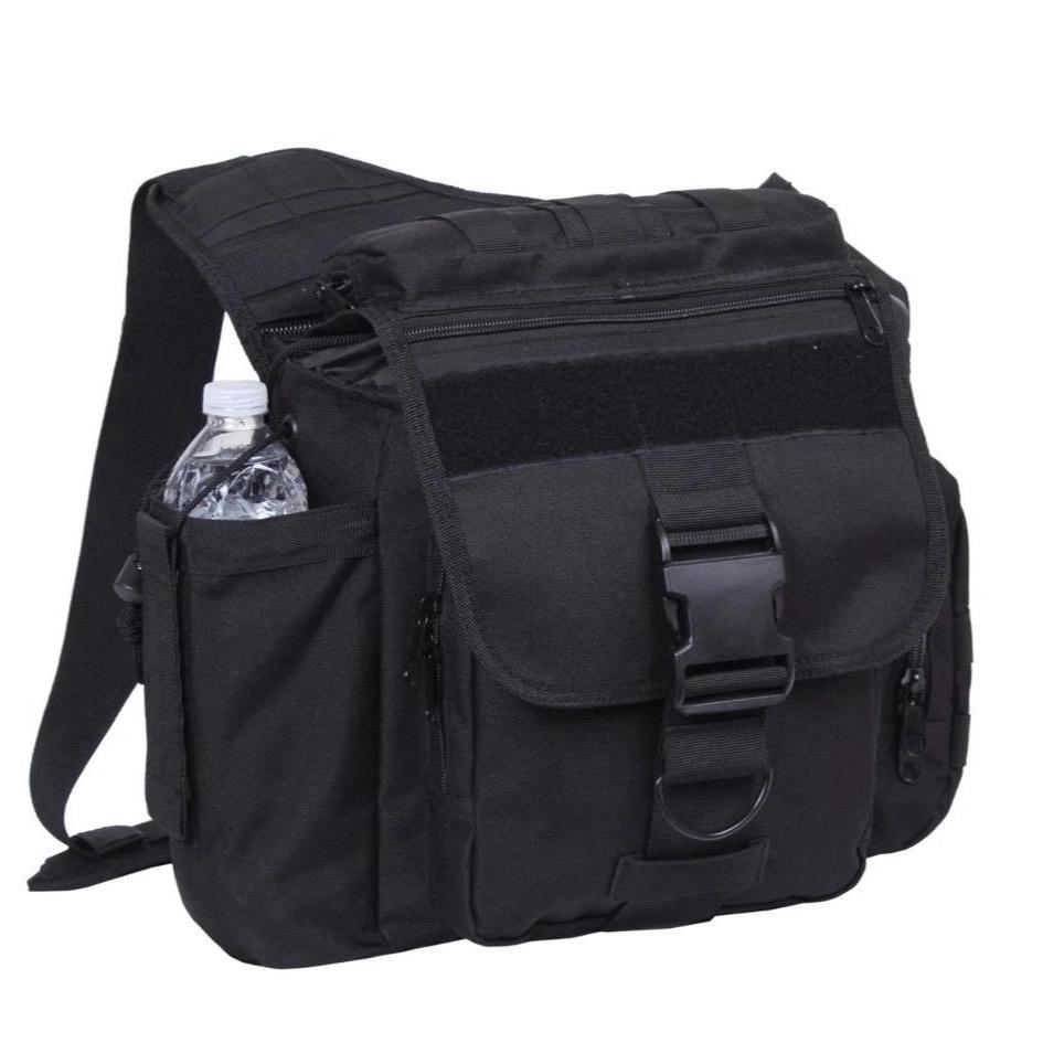 Rothco XL Advanced Tactical Shoulder Bag - Durable Denier Polyester, MOLLE Compatible, 2 Pockets, Adjustable Padded Shoulder Strap, Black, or Coyote Brown