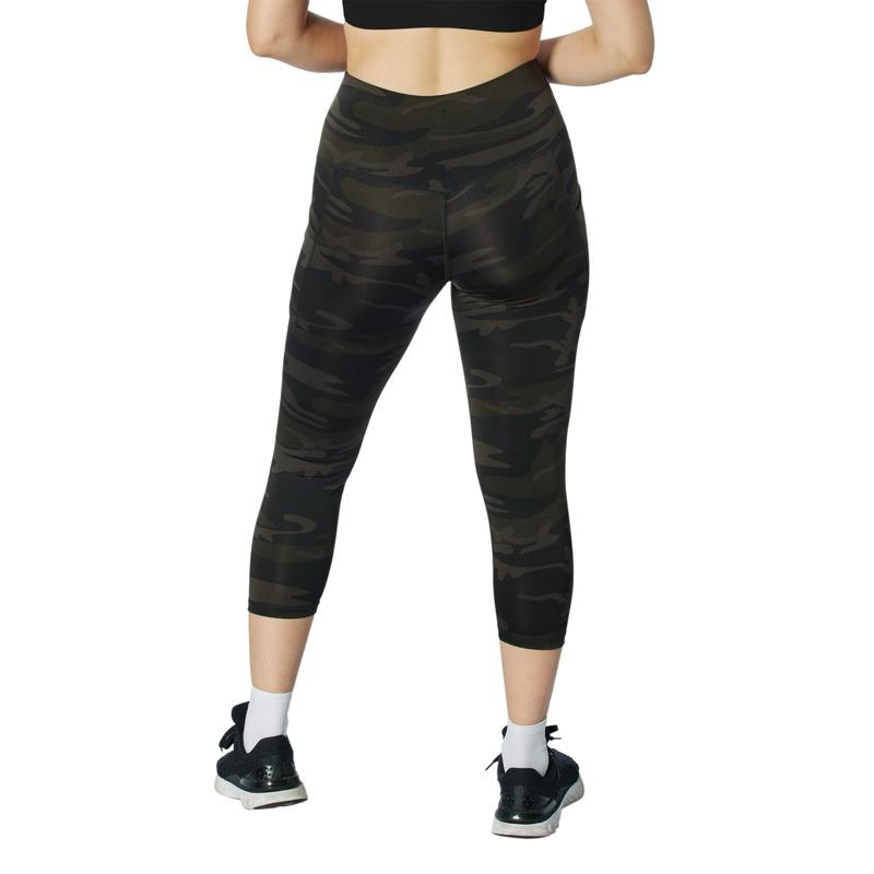 Rothco Womens Essential Leggings with Pockets Midnight Black Camo - Rothco Womens Leggings with Pockets – High Waisted Workout 7/8 Tummy Control Yoga Pants Womenswear Comfortable Spandex Athletic Pant