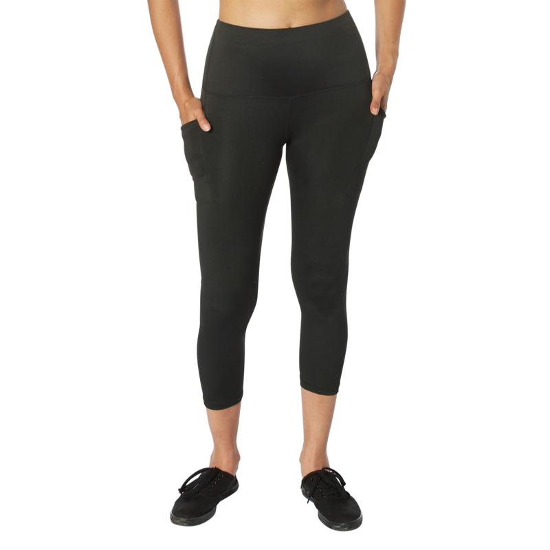 Rothco Womens Essential Leggings with Pockets Black - Rothco Womens Leggings with Pockets – High Waisted Workout 7/8 Tummy Control Yoga Pants Womenswear Comfortable Spandex Athletic Pant
