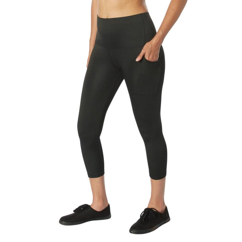 Rothco Womens Essential Leggings with Pockets Black - Rothco Womens Leggings with Pockets – High Waisted Workout 7/8 Tummy Control Yoga Pants Womenswear Comfortable Spandex Athletic Pant