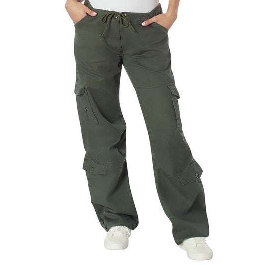 Rothco Womens Vintage Paratrooper Fatigue Pants Olive Drab - Comfort Adjustable Casual Cargo Baggy Pant