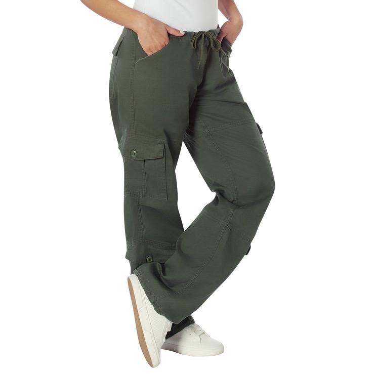 Rothco Womens Vintage Paratrooper Fatigue Pants Olive Drab - Comfort Adjustable Casual Cargo Baggy Pant