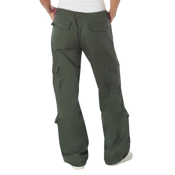 Rothco Womens Vintage Paratrooper Fatigue Pants Olive Drab - Comfort Adjustable Casual Cargo Baggy Pant