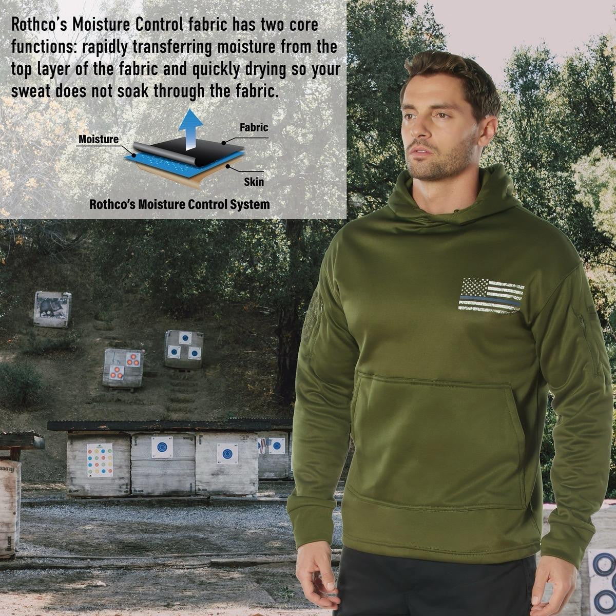 Rothco Honor and Respect Thin Blue Line Concealed Carry Hoodie - Black Graphic