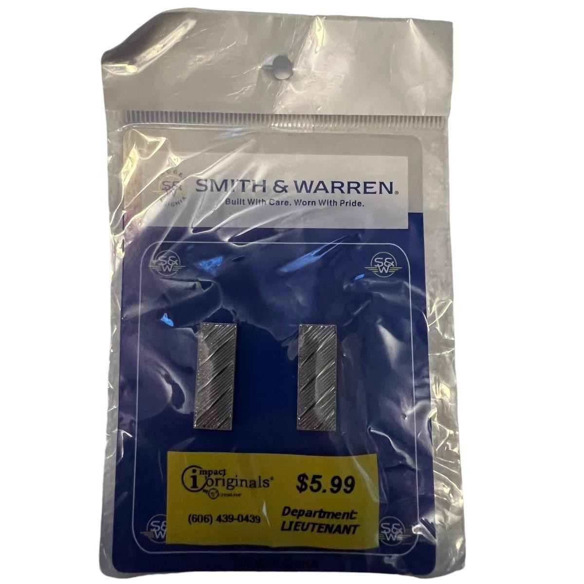 Smith & Warren 3/4" H Lieutenant Bars Collar Brass Rank Insignia Embossed